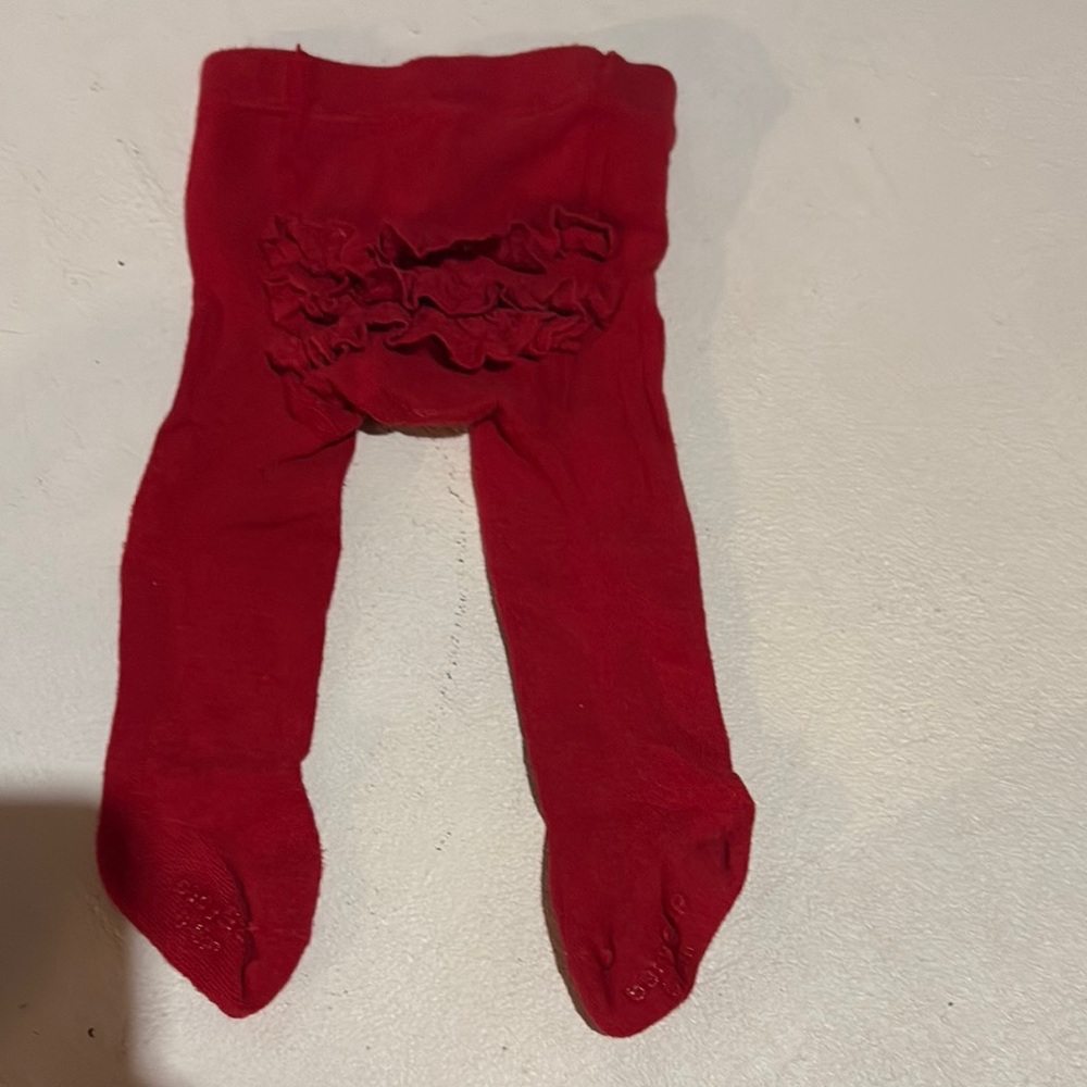 Red Ruffled Baby Gap Tights 0-6 mo